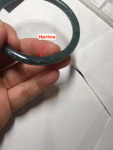 Load image into Gallery viewer, 57mm Certified Type A 100% Natural dark green/blue/gray with flying snow Guatemala slim round cut Jadeite bangle PA153-8824
