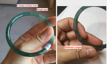 Load image into Gallery viewer, 60mm Certified Type A 100% Natural icy watery deep sea dark green/blue/gray/black Guatemala slim round cut Jadeite bangle PB150-1476
