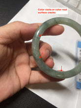 Load image into Gallery viewer, 54.5mm Certified type A 100% Natural  light green gray round cut Jadeite bangle PD42-9594
