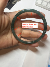 Load image into Gallery viewer, 61.3mm Certified Type A 100% Natural icy watery deep sea dark green/blue/gray/black Guatemala slim round cut Jadeite bangle PC79-3865
