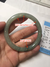 Load image into Gallery viewer, 57mm Certified type A 100% Natural  light green gray round cut Jadeite bangle PD39-9585
