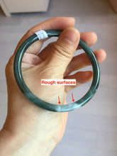 Load image into Gallery viewer, 63mm Certified Type A 100% Natural deep sea dark green/blue/black slim round cut Guatemala Jadeite bangle PC50-2063

