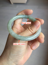Load image into Gallery viewer, 54.5mm Certified type A 100% Natural  light green gray round cut Jadeite bangle PD37-9602
