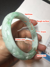 Load image into Gallery viewer, 62.4mm Certified Type A 100% Natural sunny green/brown/black vintage style with carved flowers Jadeite Jade bangle BL1-7560
