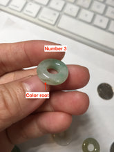 Load image into Gallery viewer, 16-19mm Type A 100% Natural icy watery sunny green white yellow Jadeite Jade safety Guardian ring bead set F134
