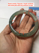 Load image into Gallery viewer, 58mm Certified Type A 100% Natural icy watery light green/dark green/black Jadeite bangle PD110-8526
