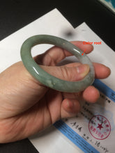 Load image into Gallery viewer, 54mm certified 100% natural type A light green/white chubby round cut jadeite jade bangle AK67-3497
