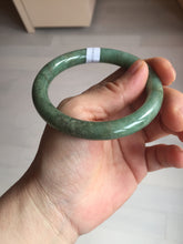 Load image into Gallery viewer, 55.5mm Certified Type A 100% Natural  dark green/gray round cut Jadeite Jade bangle D155-5370
