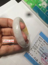 Load image into Gallery viewer, 50mm Certified Type A 100% Natural yellow/white oval shape Jadeite Jade bangle AY16-0762
