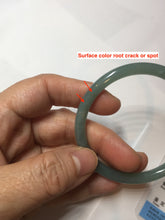 Load image into Gallery viewer, 53mm Certified Type A 100% Natural icy watery deep sea dark green/blue/gray/black Guatemala slim round cut Jadeite bangle PB146-8141
