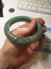 Load image into Gallery viewer, 56mm 100% Natural type A green/gray carved flowers and golden-painted Jadeite Jade bangle PB249-5681

