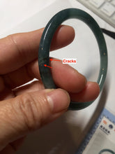 Load image into Gallery viewer, 58.5mm Certified Type A 100% Natural dark green/blue/gray with Guatemala slim flat round cut Jadeite bangle BG200-8830
