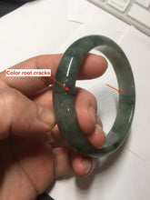 Load image into Gallery viewer, 54.5mm certified 100% natural dark green black gray jadeite jade bangle S81-7059
