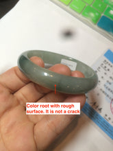 Load image into Gallery viewer, 49mm Certified Type A 100% Natural dark green/gray oval Jadeite Jade bangle AX4-2872
