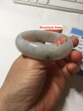 Load image into Gallery viewer, 47.5mm certified 100% natural Type A icy watery green white broad style oval jadeite jade bangle BK129-0267
