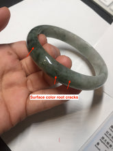 Load image into Gallery viewer, 60.5mm Certified Type A 100% Natural dark green/gray Jadeite Jade bangle S88-7057
