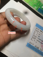 Load image into Gallery viewer, 57.9mm certified type A 100% Natural light green/white jadeite jade bangle AY53-1460
