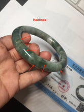 Load image into Gallery viewer, 59.5mm certified Type A 100% Natural dark green brown chubby round cut Jadeite Jade bangle BK141-5309
