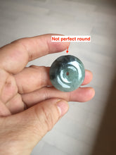 Load image into Gallery viewer, 27.3mm Type A 100% Natural icy watery dark green(绿水墨) Jadeite Jade Safety Guardian Button donuts Pendant PC115
