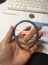 Load image into Gallery viewer, 58.8mm Certified Type A 100% Natural light green/blue/gray Guatemala slim round cut Jadeite bangle BP214-3802
