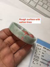 Load image into Gallery viewer, 52mm Certified Type A 100% Natural sunny green white square Jadeite Jade bangle AJ71-1346
