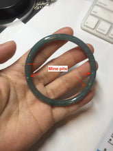 Load image into Gallery viewer, 57mm Certified Type A 100% Natural icy watery deep sea dark green/blue/gray/black Guatemala slim round cut Jadeite bangle PC80-7042
