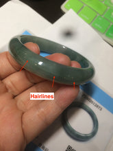 Load image into Gallery viewer, 54.8mm certified type A 100% Natural oily dark green/gray Jadeite Jade bangle M90-2873
