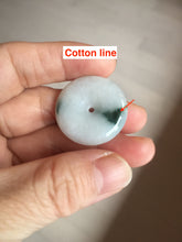 Load image into Gallery viewer, 26.9mm Type A 100% Natural white with green floating flowers Jadeite Safety Guardian Button donuts pendant PD11
