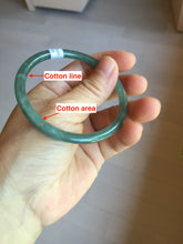 Load image into Gallery viewer, 57mm Certified Type A 100% Natural icy watery deep sea dark green/blue/gray/black Guatemala slim round cut Jadeite bangle PC81-7028
