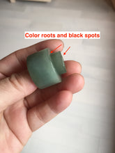 Load image into Gallery viewer, 100% natural type A black/dark green/gray (油青) broad jadeite jade band ring thumb ring bead set BN79
