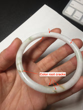 Load image into Gallery viewer, 58.5mm 100% natural Type A light green white yellow round cut jadeite jade bangle BL90-4678
