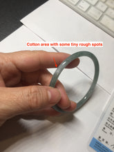 Load image into Gallery viewer, 59mm Certified Type A 100% Natural light green/blue/gray with flying snow Guatemala slim round cut Jadeite bangle PD64-1482
