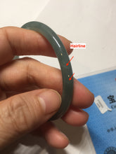 Load image into Gallery viewer, 55.5mm Certified Type A 100% Natural light green/blue/gray Guatemala slim round cut Jadeite bangle PD68-1470
