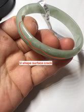 Load image into Gallery viewer, 52mm Certified Type A 100% Natural icy watery light green Jadeite Jade oval bangle Q128-7341
