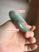 Load image into Gallery viewer, 57.5mm Certified 100% natural Type A icy watery oily dark green/gray(油青) jadeite jade bangle PC119-0352
