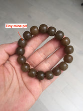 Load image into Gallery viewer, 100% Natural 12x11mm dark sugar brown black vintage style nephrite Hetian Jade bead bracelet HF82
