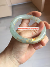 Load image into Gallery viewer, 56.5mm 100% Natural type A light green white carved and golden-painted chubby round cut Jadeite Jade bangle PA170-2942
