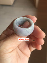 Load image into Gallery viewer, 100% natural type A light purple/green/white broad jadeite jade band ring thumb ring Pb42
