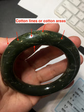 Load image into Gallery viewer, 55.5mm certified 100% Natural dark green/gray/black chubby round cut nephrite Hetian Jade bangle HF85-0882
