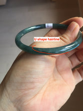 Load image into Gallery viewer, 58mm Certified Type A 100% Natural dark green/blue/gray Guatemala slim round cut Jadeite bangle PA140-8838
