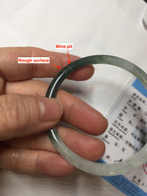 Load image into Gallery viewer, 55.3mm Certified type A 100% Natural icy watery dark green white half mountain half water two-tone(半山半水) slim round cut Jadeite bangle BG218-8579
