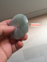 Load image into Gallery viewer, 50.2mm 100% Natural oily light green/purple/gray jadeite Jade Safety Guardian Button(donut) Pendant/worry stone F144
