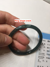 Load image into Gallery viewer, 52mm Certified Type A 100% Natural dark green/blue/gray Guatemala slim round cut Jadeite bangle PD19-4449

