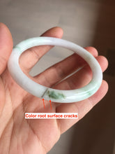 Load image into Gallery viewer, 55.6mm certified 100% natural white sunny green floating flowers slim round cut jadeite jade bangle BL86-4667
