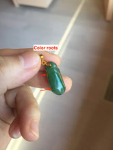 Load image into Gallery viewer, 100% Natural type A icy watery dark green/black/gary Jadeite Jade belssed melon pendant PC124-4
