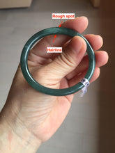 Load image into Gallery viewer, 50.5mm Certified Type A 100% Natural dark green/blue/gray Guatemala slim round cut oval Jadeite bangle BP195-2469
