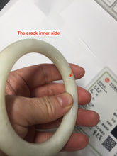 Load image into Gallery viewer, 58.5mm Certified 100% Natural white beige round cut nephrite Jade bangle HHE103-0942
