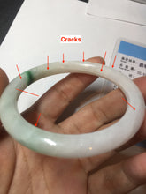 Load image into Gallery viewer, 53.3mm Certified type A 100% Natural sunny green purple white slim round cut Jadeite bangle BN22-9119
