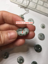 Load image into Gallery viewer, Type A 100% Natural dark green white forest Jadeite Safety Guardian Button donuts pendant BG206
