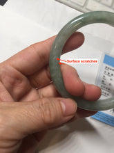 Load image into Gallery viewer, 55.8mm Certified type A 100% Natural  light green gray round cut Jadeite bangle PD40-9581
